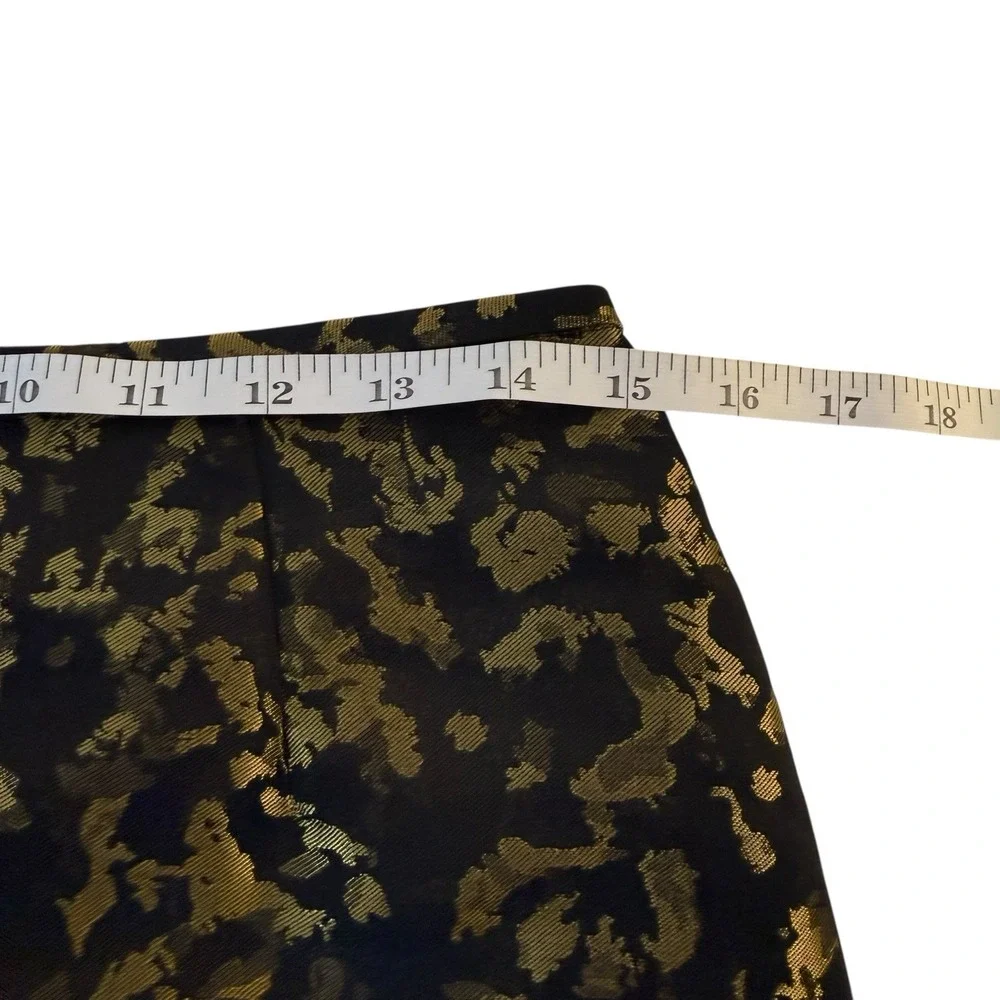 Vtg Kasper Black Gold Knee Length Jacquard Pencil Skirt Size 4P Glam Event Siren